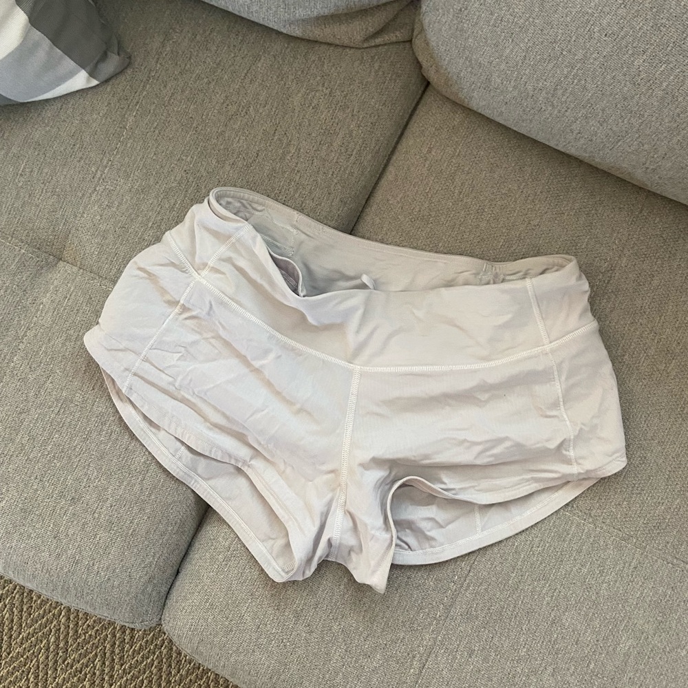 white lululemon speed up shorts